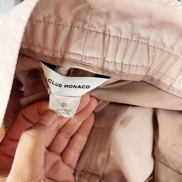 Club Monaco Size 00 Light Pink Anreannah Pleated Wide Leg Cropped Pants Paperbag - Picture 8 of 10